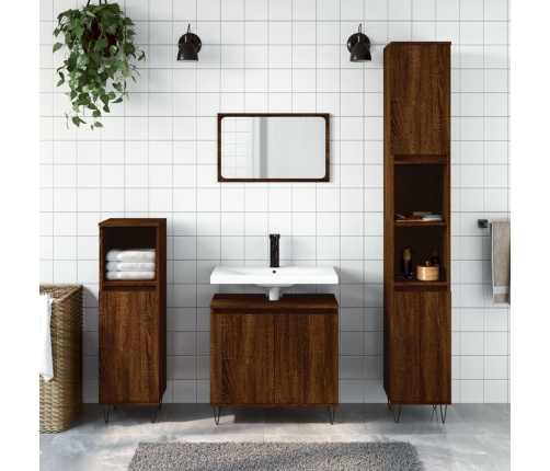 Armario de baño madera de ingeniería marrón roble 58x33x60 cm