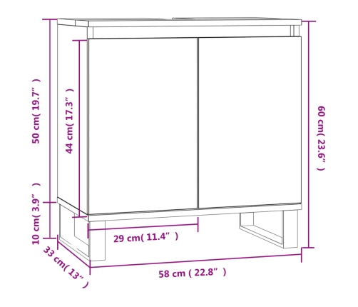 Armario de baño madera de ingeniería blanco 58x33x60 cm