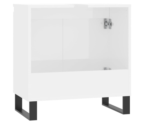 Armario de baño madera de ingeniería blanco brillo 58x33x60 cm