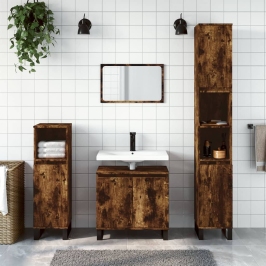 Armario de baño madera de ingeniería roble ahumado 58x33x60 cm