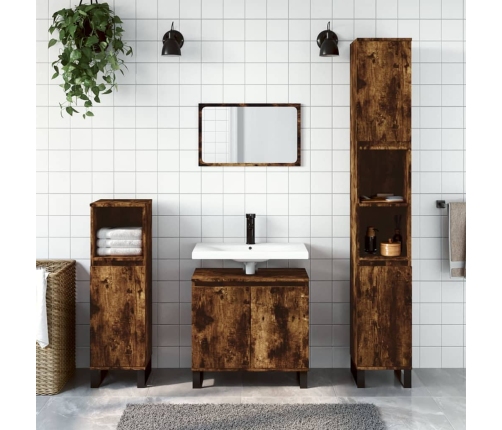 Armario de baño madera de ingeniería roble ahumado 58x33x60 cm