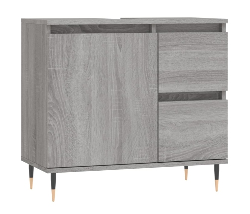 Armario de baño madera contrachapada gris Sonoma 65x33x60 cm