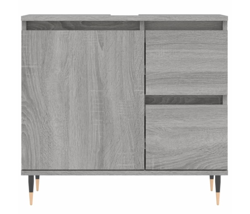 Armario de baño madera contrachapada gris Sonoma 65x33x60 cm