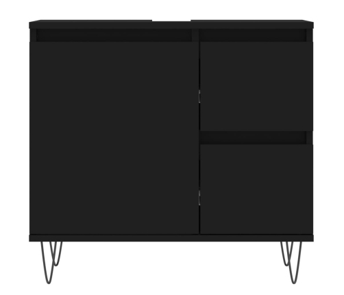 Armario de baño madera contrachapada negro 65x33x60 cm