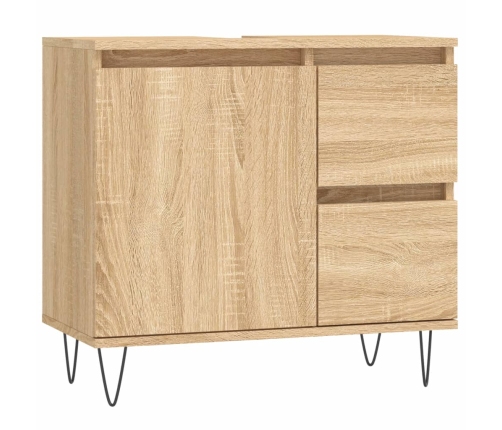 Armario de baño madera contrachapada roble Sonoma 65x33x60 cm