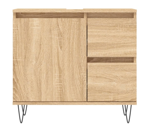 Armario de baño madera contrachapada roble Sonoma 65x33x60 cm