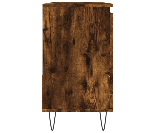 Armario de baño madera contrachapada roble ahumado 65x33x60 cm