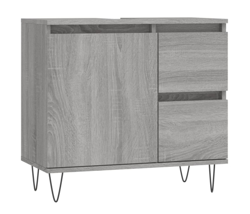 Armario de baño madera contrachapada gris Sonoma 65x33x60 cm