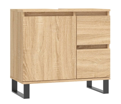 Armario de baño madera contrachapada roble Sonoma 65x33x60 cm