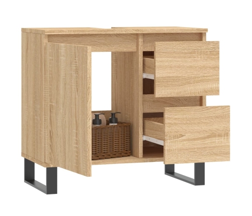 Armario de baño madera contrachapada roble Sonoma 65x33x60 cm