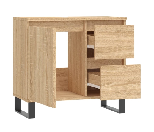 Armario de baño madera contrachapada roble Sonoma 65x33x60 cm