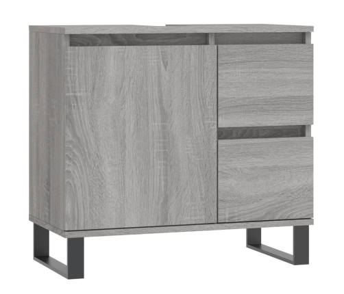 Armario de baño madera contrachapada gris Sonoma 65x33x60 cm