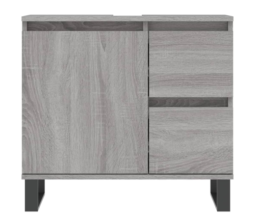 Armario de baño madera contrachapada gris Sonoma 65x33x60 cm