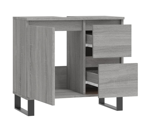 Armario de baño madera contrachapada gris Sonoma 65x33x60 cm