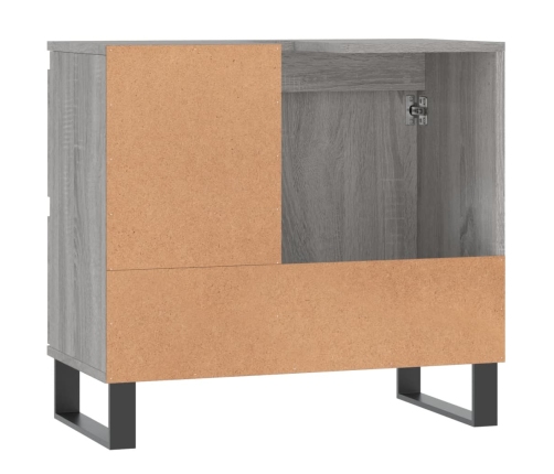 Armario de baño madera contrachapada gris Sonoma 65x33x60 cm