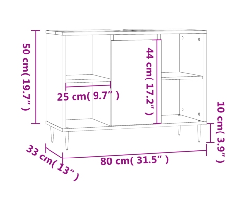 Mueble de baño madera de ingeniería blanco 80x33x60 cm