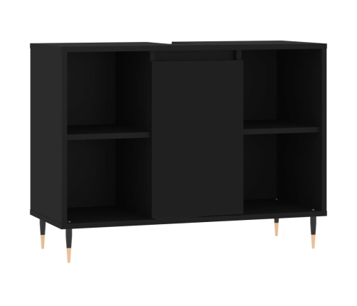 Mueble de baño madera de ingeniería negro 80x33x60 cm