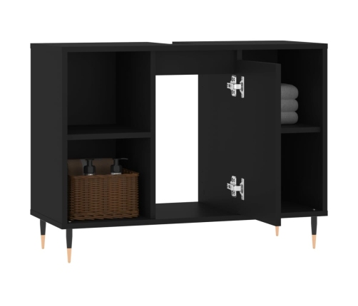 Mueble de baño madera de ingeniería negro 80x33x60 cm