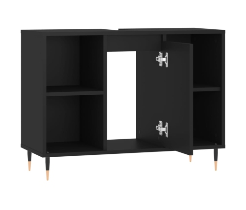 Mueble de baño madera de ingeniería negro 80x33x60 cm