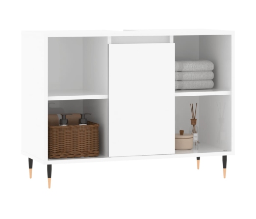 Mueble de baño madera de ingeniería blanco brillo 80x33x60 cm