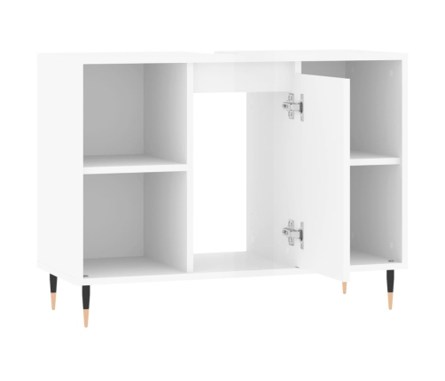 Mueble de baño madera de ingeniería blanco brillo 80x33x60 cm