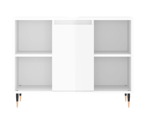 Mueble de baño madera de ingeniería blanco brillo 80x33x60 cm