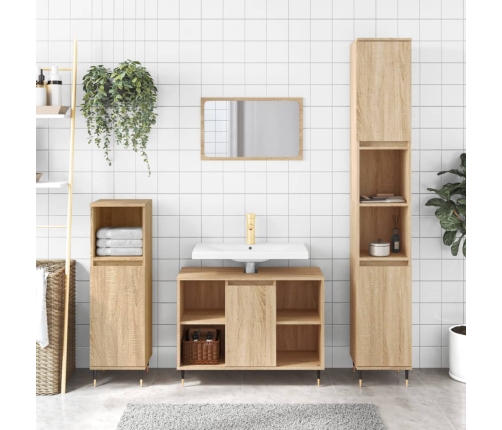 Mueble de baño madera de ingeniería roble Sonoma 80x33x60 cm