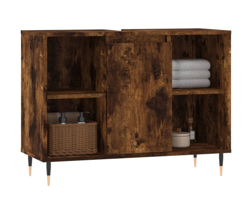 Mueble de baño madera de ingeniería roble ahumado 80x33x60 cm