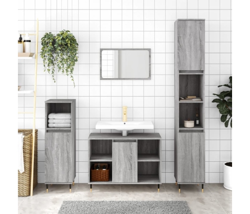 Mueble de baño madera de ingeniería gris Sonoma 80x33x60 cm