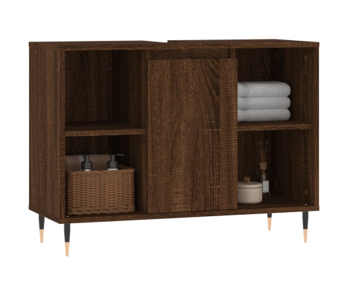 Mueble de baño madera de ingeniería roble marrón 80x33x60 cm