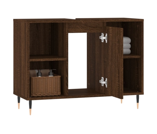 Mueble de baño madera de ingeniería roble marrón 80x33x60 cm