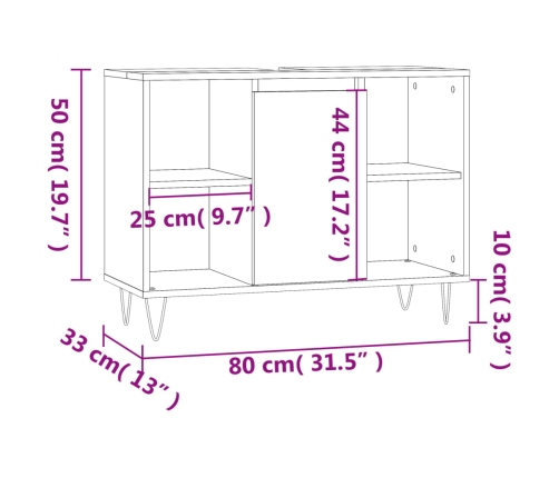 Mueble de baño madera de ingeniería blanco 80x33x60 cm