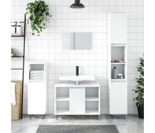 Mueble de baño madera de ingeniería blanco 80x33x60 cm