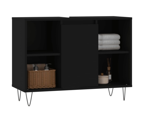 Mueble de baño madera de ingeniería negro 80x33x60 cm