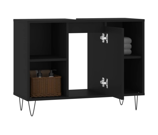 Mueble de baño madera de ingeniería negro 80x33x60 cm