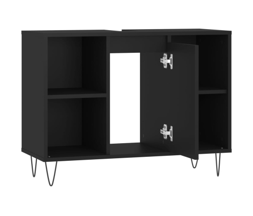 Mueble de baño madera de ingeniería negro 80x33x60 cm