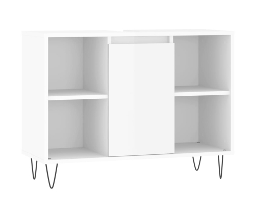 Mueble de baño madera de ingeniería blanco brillo 80x33x60 cm