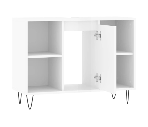 Mueble de baño madera de ingeniería blanco brillo 80x33x60 cm