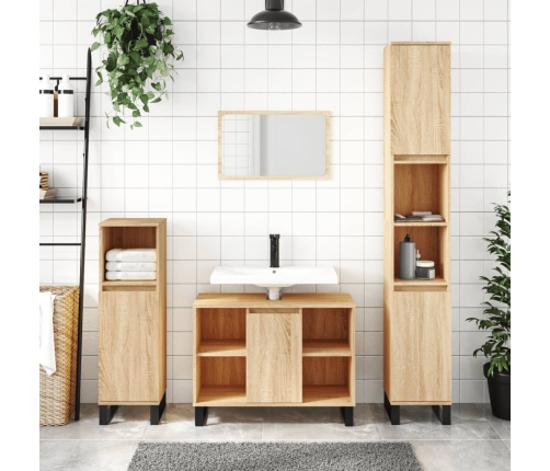 Mueble de baño madera de ingeniería roble Sonoma 80x33x60 cm