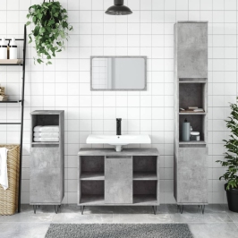 Mueble de baño madera de ingeniería gris hormigón 80x33x60 cm