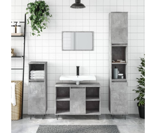 Mueble de baño madera de ingeniería gris hormigón 80x33x60 cm