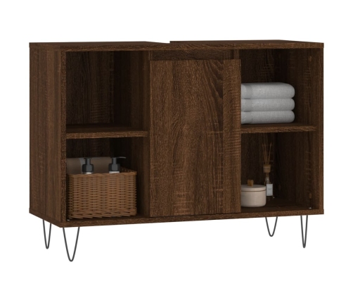 Mueble de baño madera de ingeniería roble marrón 80x33x60 cm