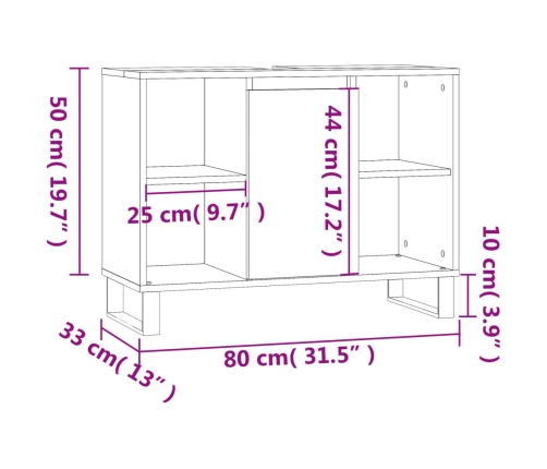 Mueble de baño madera de ingeniería blanco 80x33x60 cm