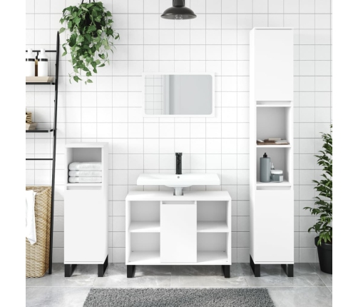 Mueble de baño madera de ingeniería blanco 80x33x60 cm