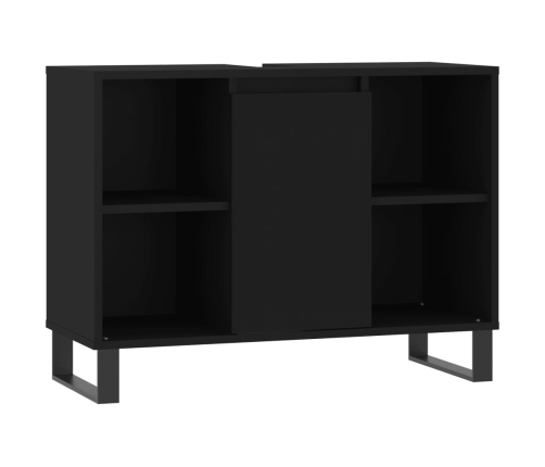 Mueble de baño madera de ingeniería negro 80x33x60 cm