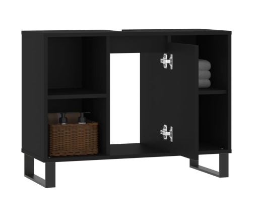 Mueble de baño madera de ingeniería negro 80x33x60 cm