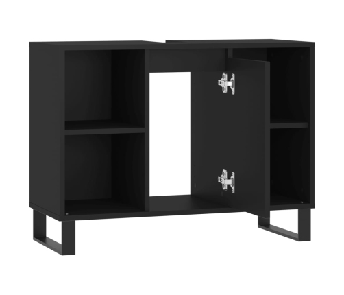 Mueble de baño madera de ingeniería negro 80x33x60 cm