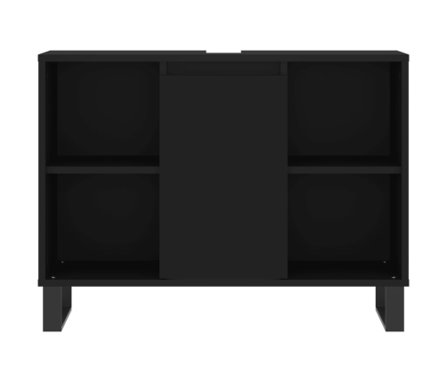 Mueble de baño madera de ingeniería negro 80x33x60 cm