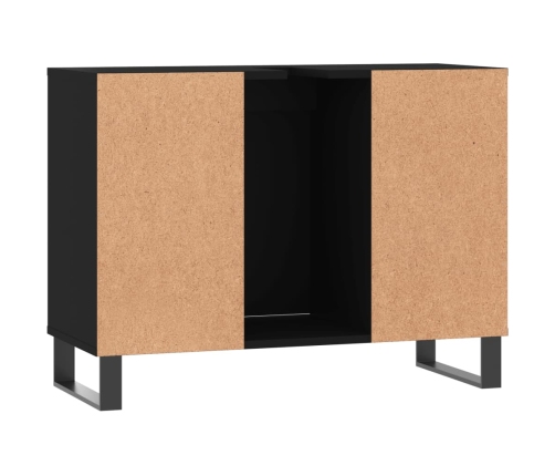 Mueble de baño madera de ingeniería negro 80x33x60 cm