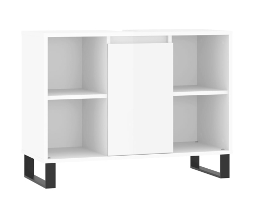 Mueble de baño madera de ingeniería blanco brillo 80x33x60 cm